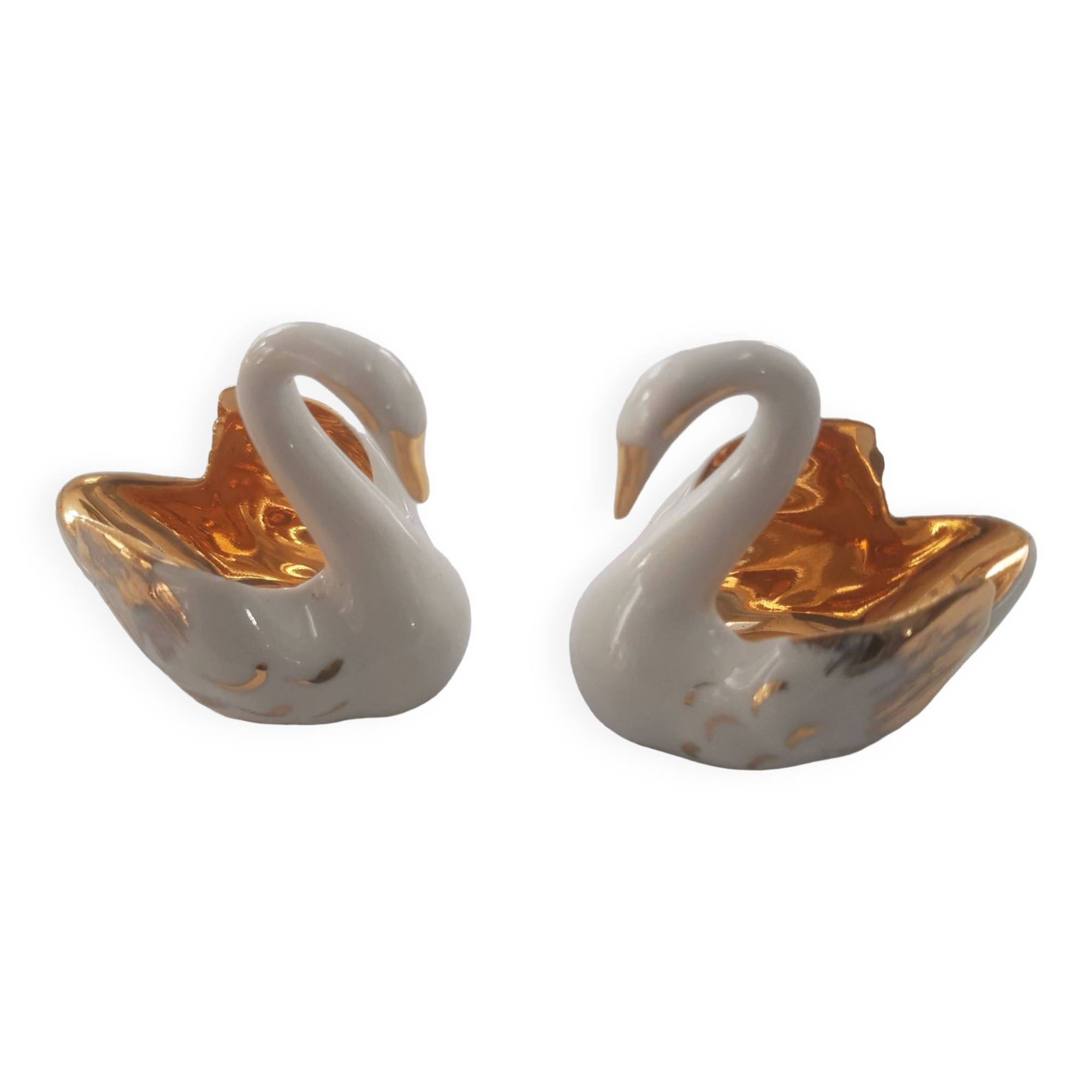 Pair of 2 old Limoges porcelain salt cellars