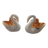 Pair of 2 old Limoges porcelain salt cellars