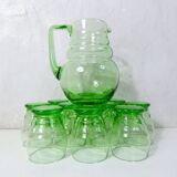 ancien service 10 verres à eau et carafe en verre soufflé
