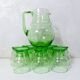 old service 10 water glasses and carafe in blown glass