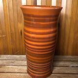 Old soulaines vase france ceramic brown & orange vintage #a393