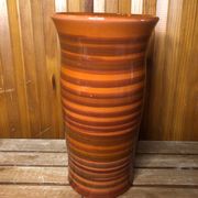Old soulaines vase france ceramic brown & orange vintage #a393