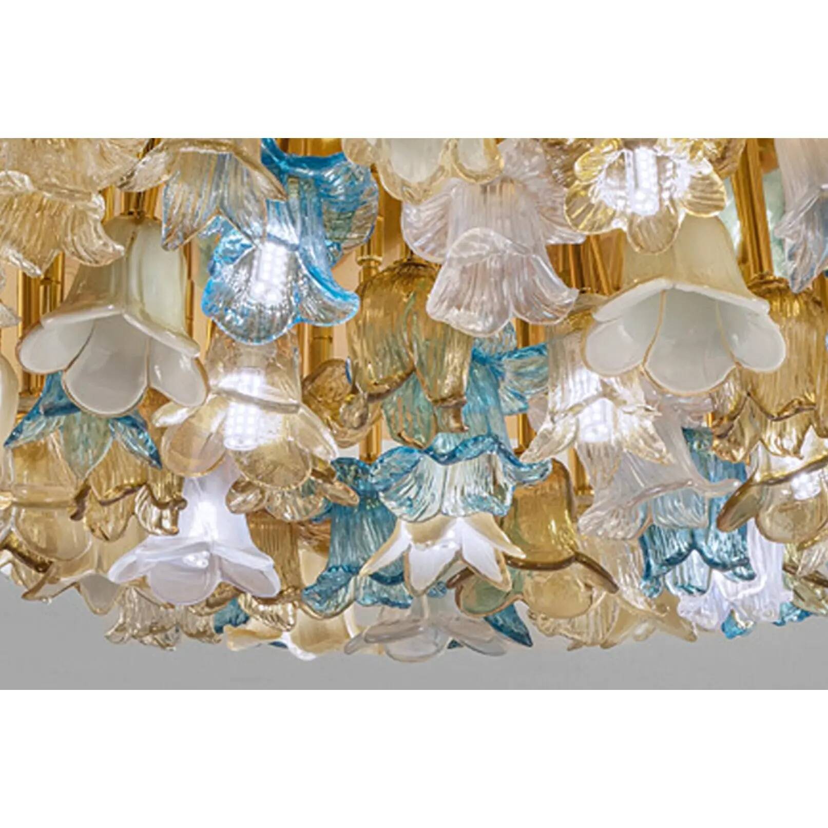 Lively Floreal Multicolor Murano Glass Gold Flushmount