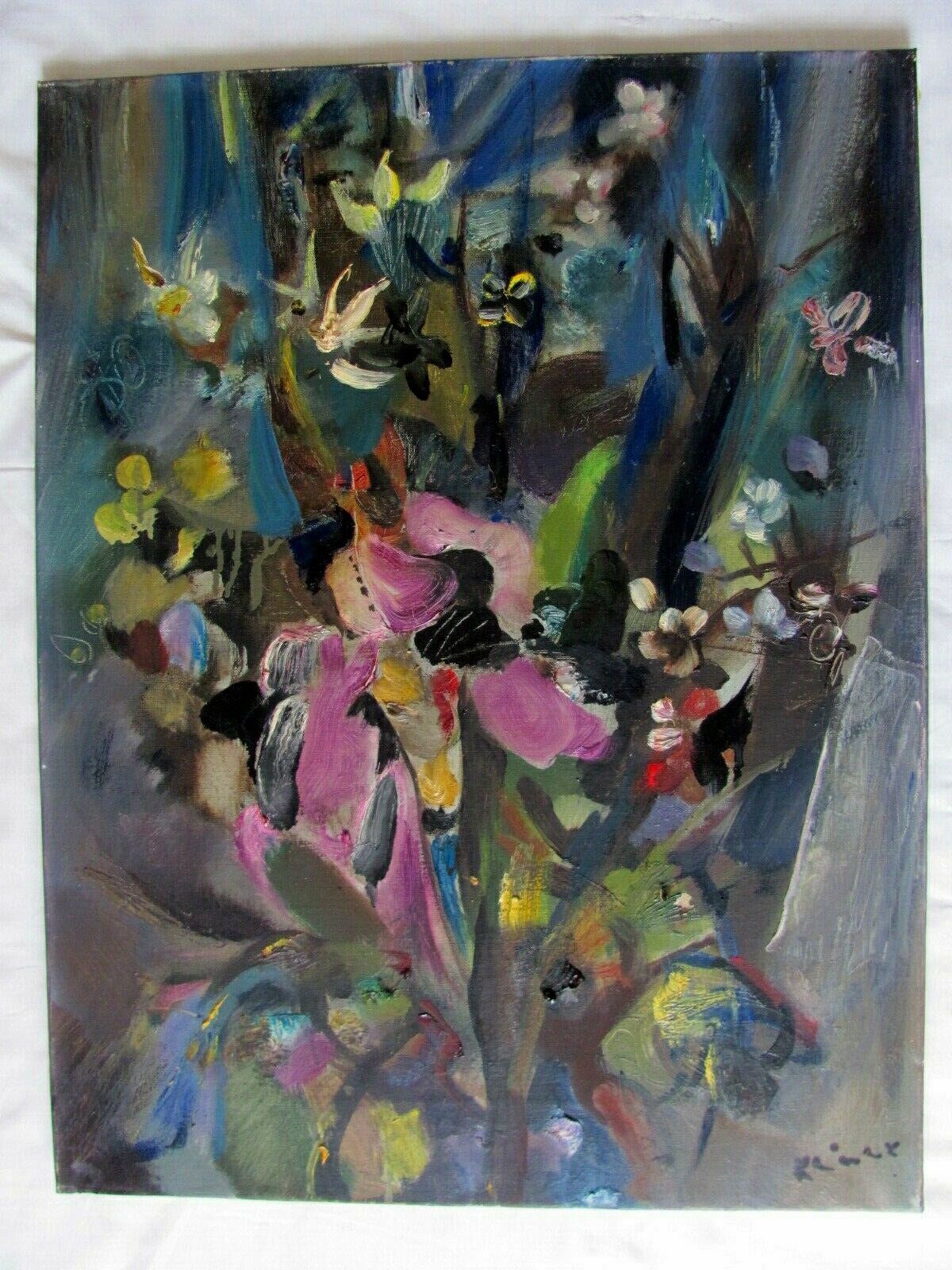 Painting - Field of flowers: orchid and wildflowers