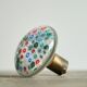 Millefiori glass door knob from Murano and patinated brass, 1960s.