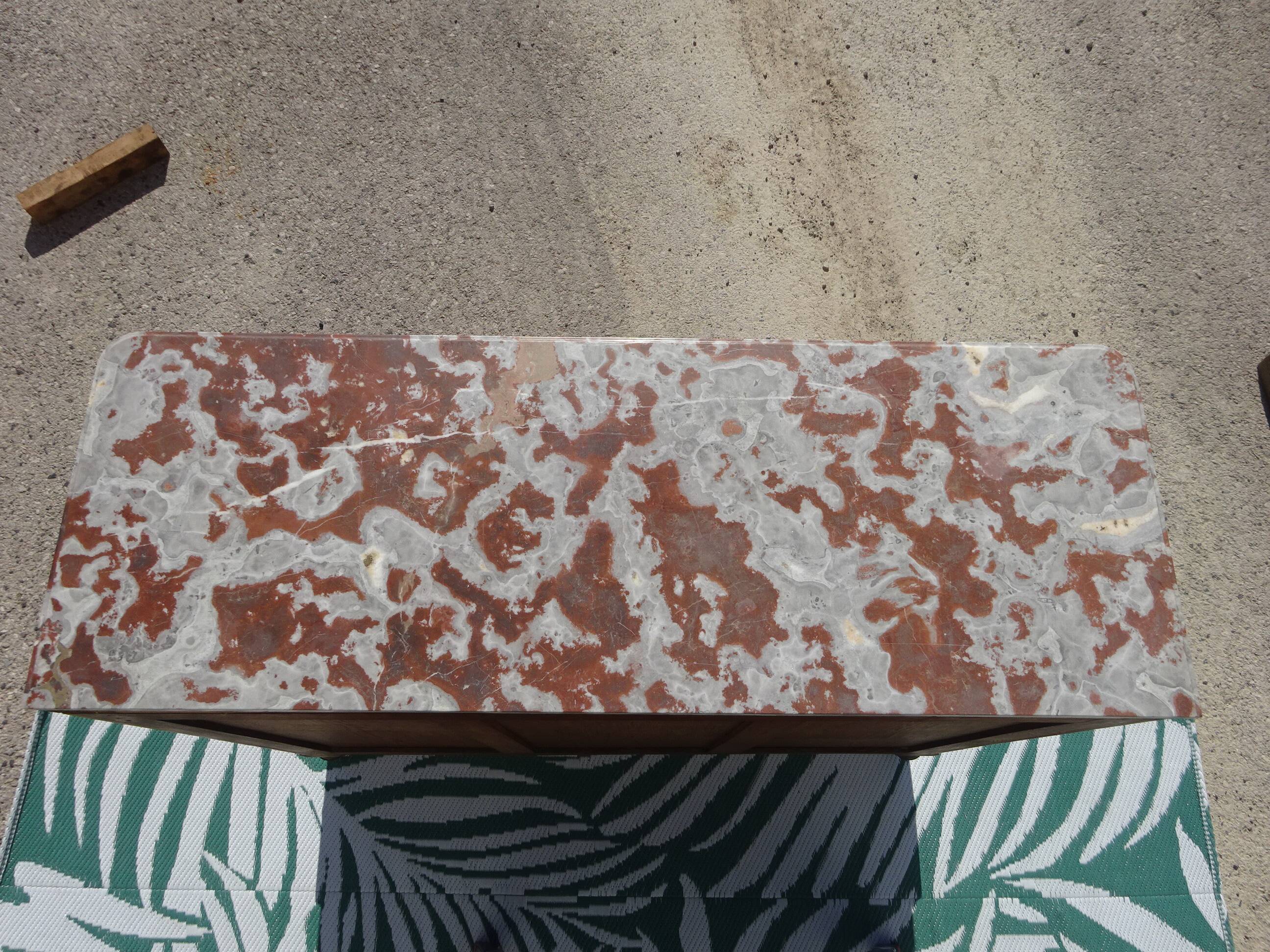 Art Deco walnut sideboard with marble top