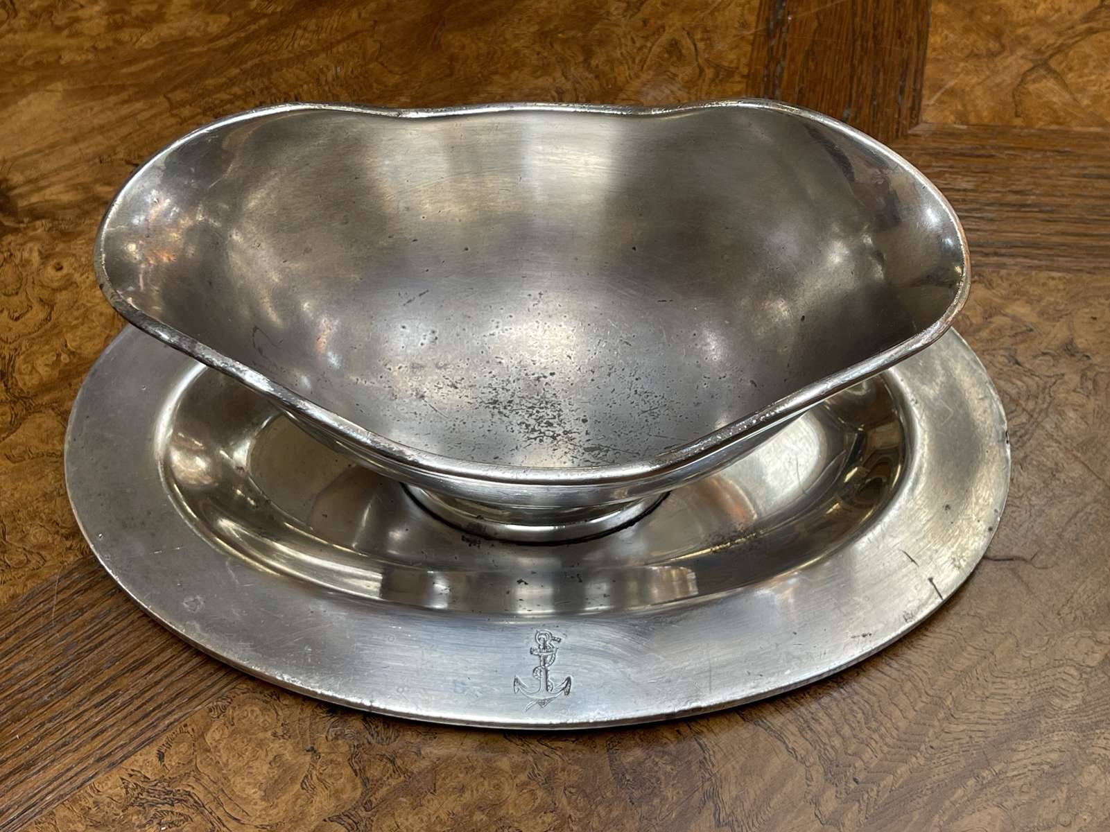 Ercuis silver-plated sauceboat from the french navy
