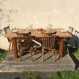 Vintage farmhouse table 1950 in solid light oak