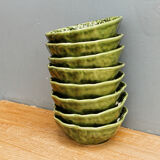 Set of 8 bowls in majolica, cabbage leaf