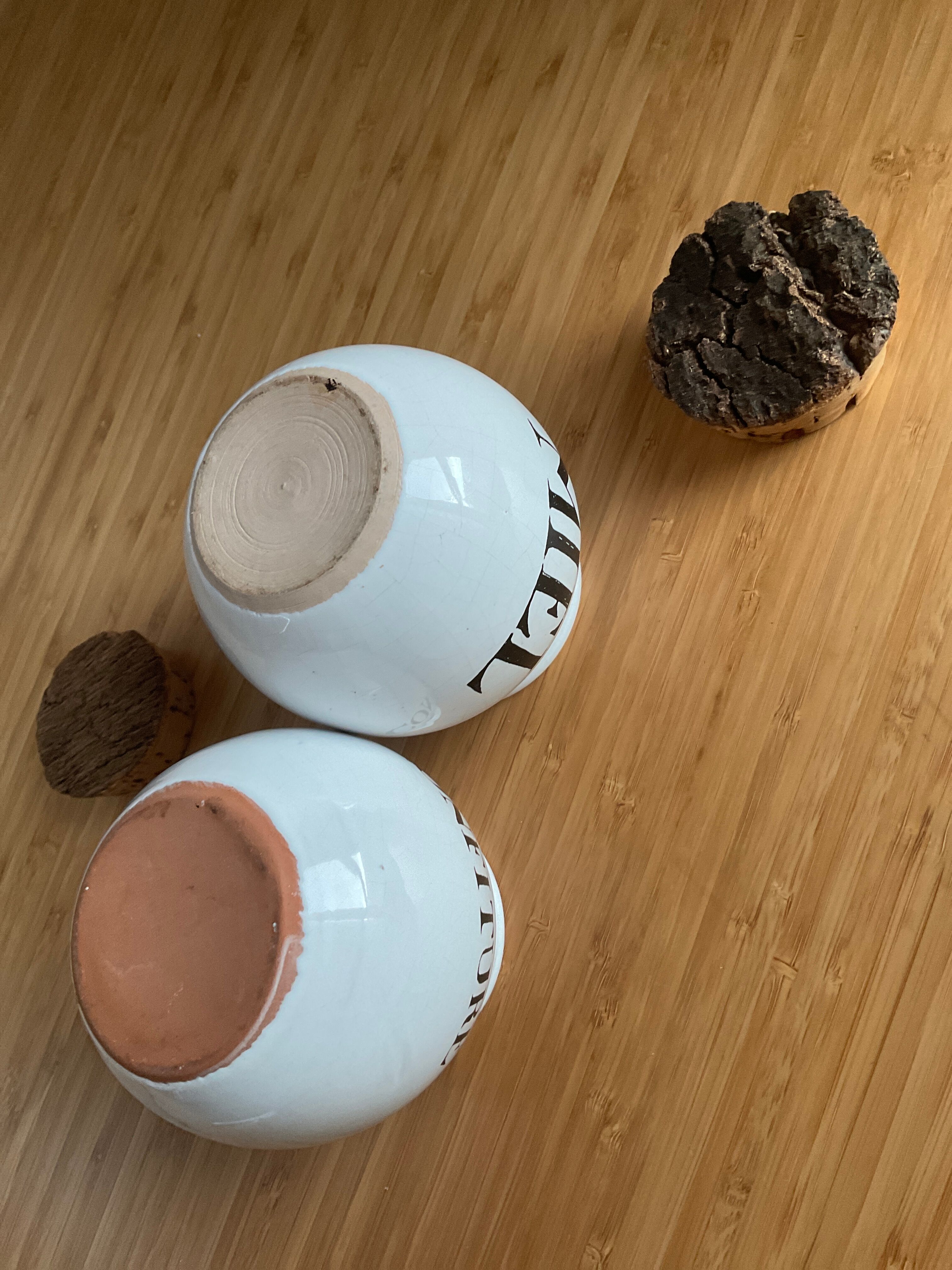 Ceramic spice jars, jam, honey