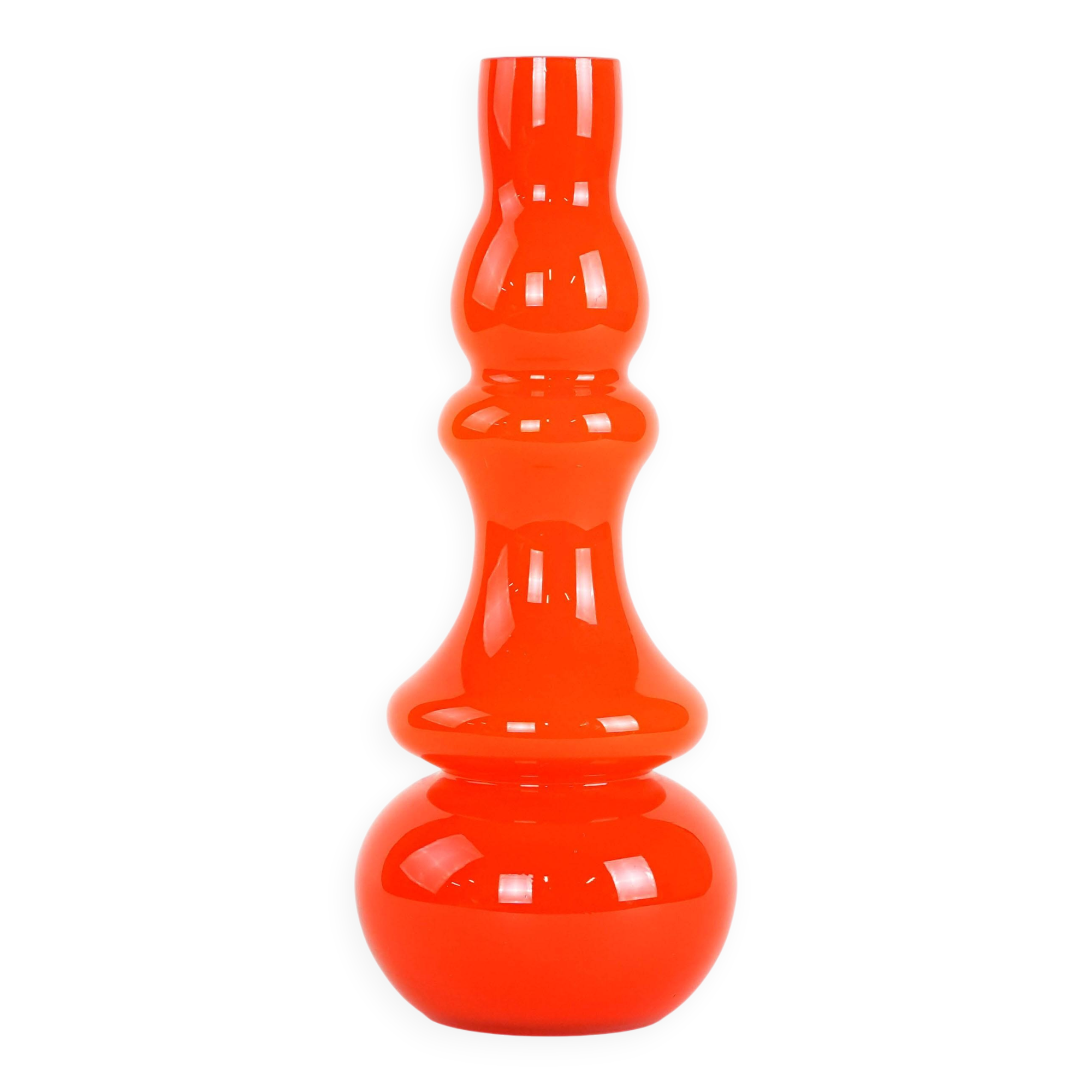 Orange glass vase, Danish design, 1960s, made in Denmark