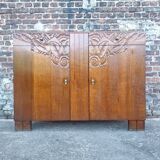 Art Deco buffet wooden tray, antique china cabinet