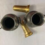 Pair of pewter vases with shagreen thistle decor, circa 1900, Art Nouveau