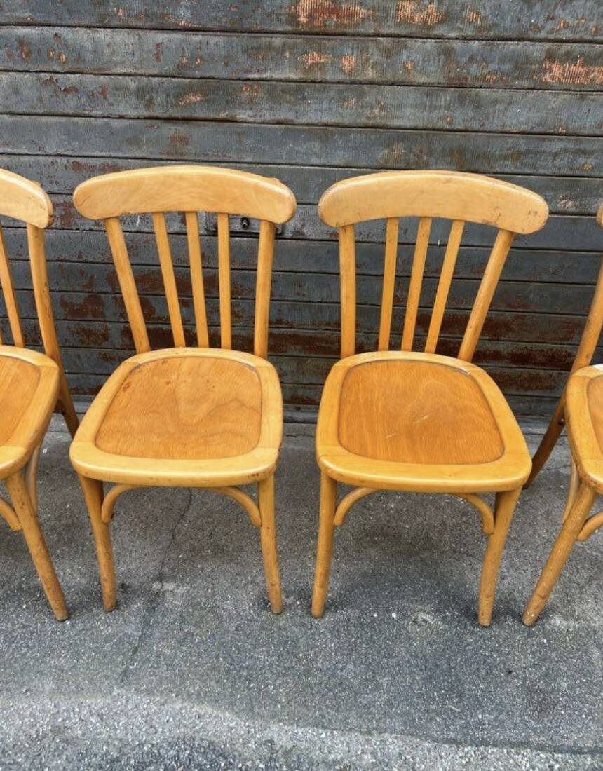(Lot) 5 stamped Lutherma chairs (light oak)