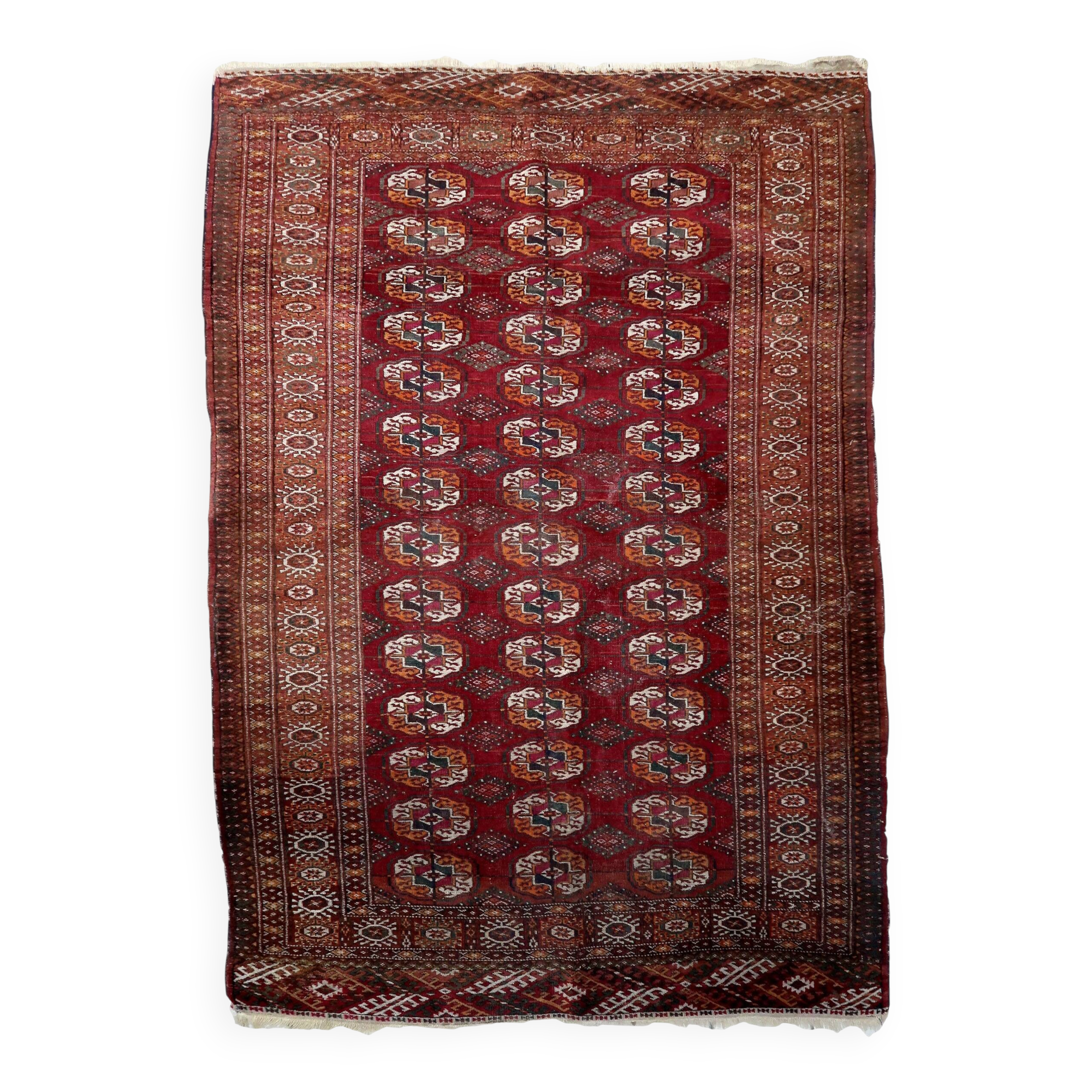 Tapis vintage ouzbek Boukhara fait main 128 cm x 183 cm années 1920