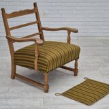 1960s, Danish lounge chair, original very good condition, furniture wool, solid oak wood.