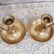 Pair of brass cellar rat candlesticks