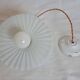 Vintage lampshade pendant light in striped embossed white opaline - circa 1940s