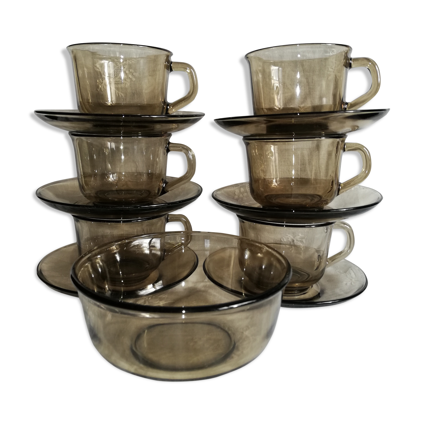 Arcoroc smoked glass coffee service