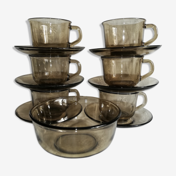 Arcoroc smoked glass coffee service