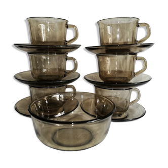 Arcoroc smoked glass coffee service