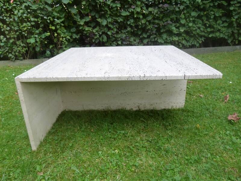 Travertine coffee table. Up & Up (Italy). Vintage 70s