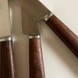Set of 9 knives with mid century rosewood handle
