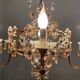 Italian Pink Murano Glass Flower Chandelier, 1950s