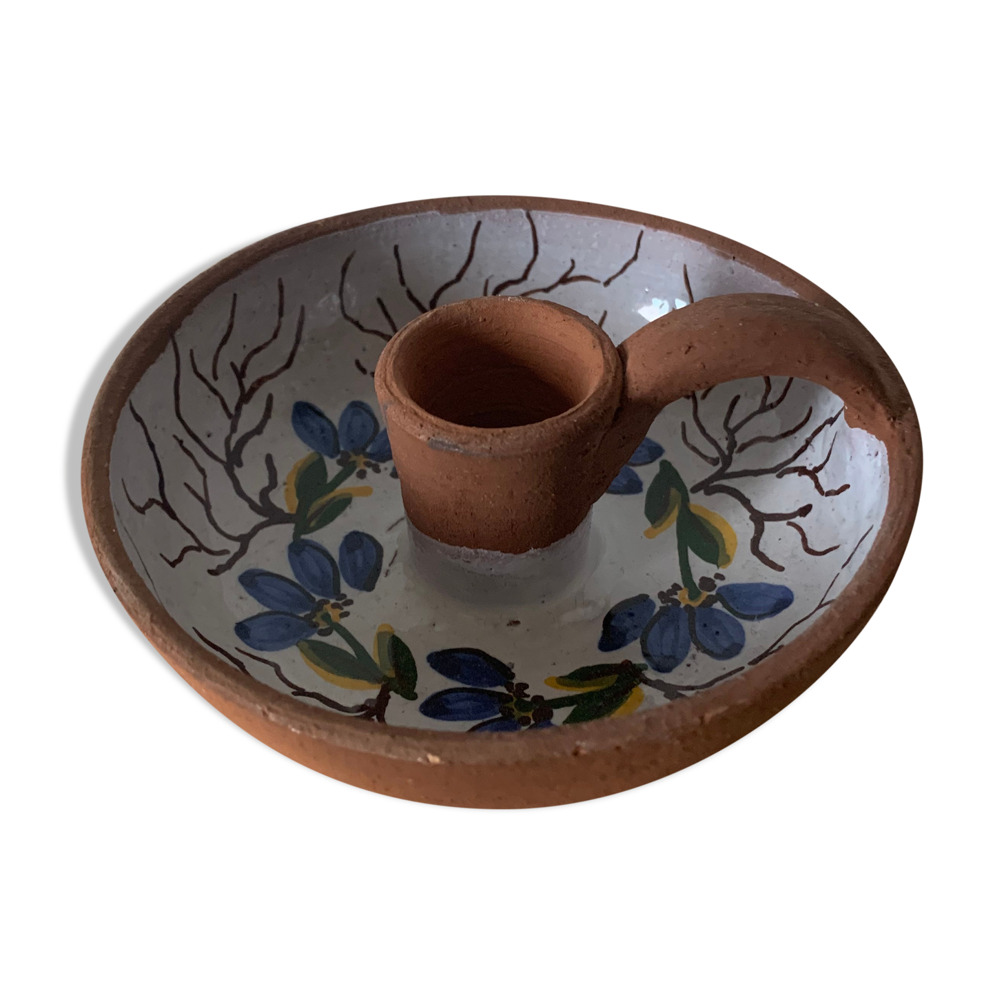 Vintage enamel ceramic candle holder