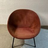 Paire de fauteuils vintage ballon en daim