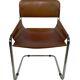 vintage dining room chair in cognac leather and chrome 1970s Italy