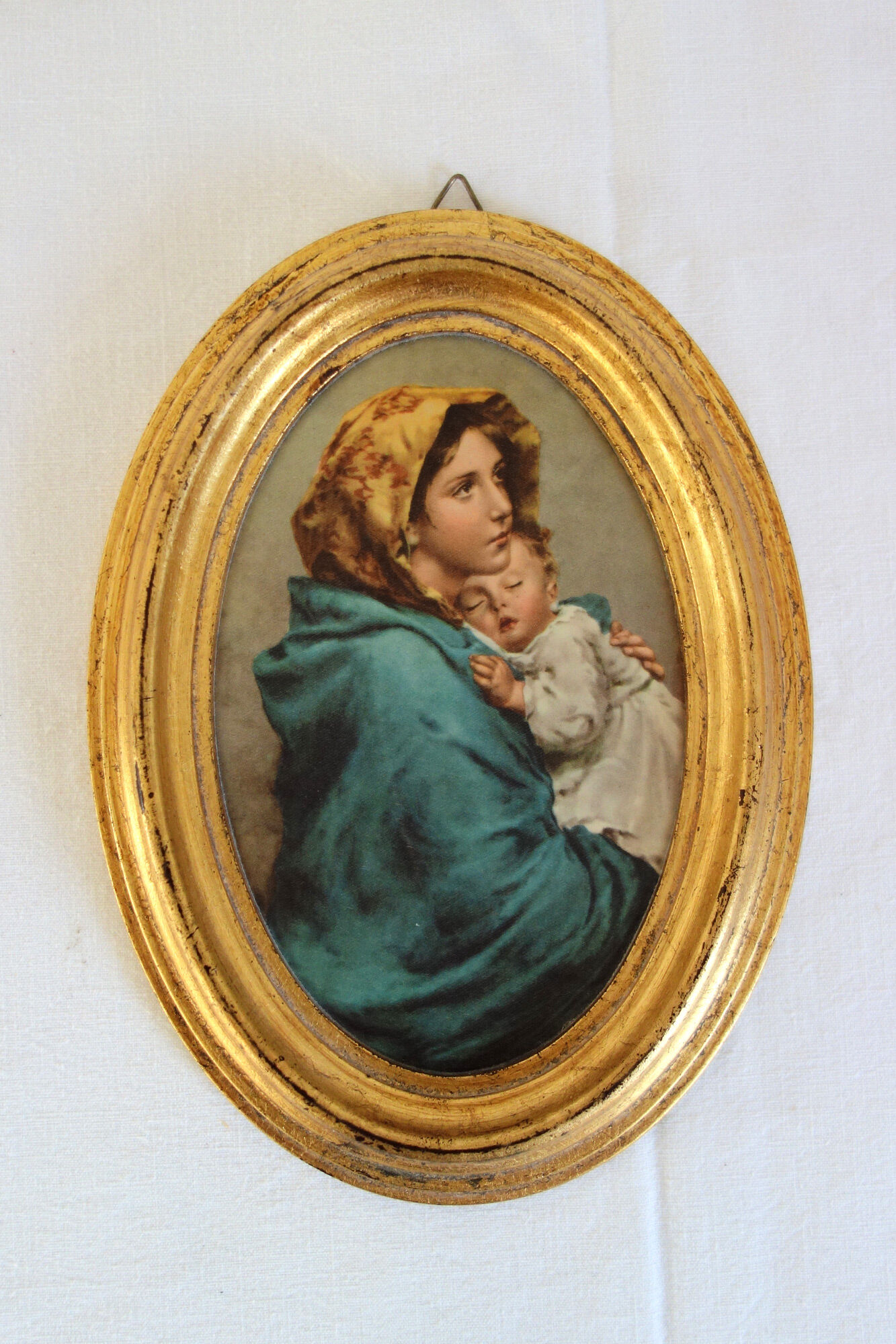 Vintage Madonna oval gold frame