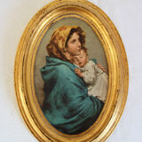 Vintage Madonna oval gold frame