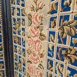 19th century black painted wooden folding screen