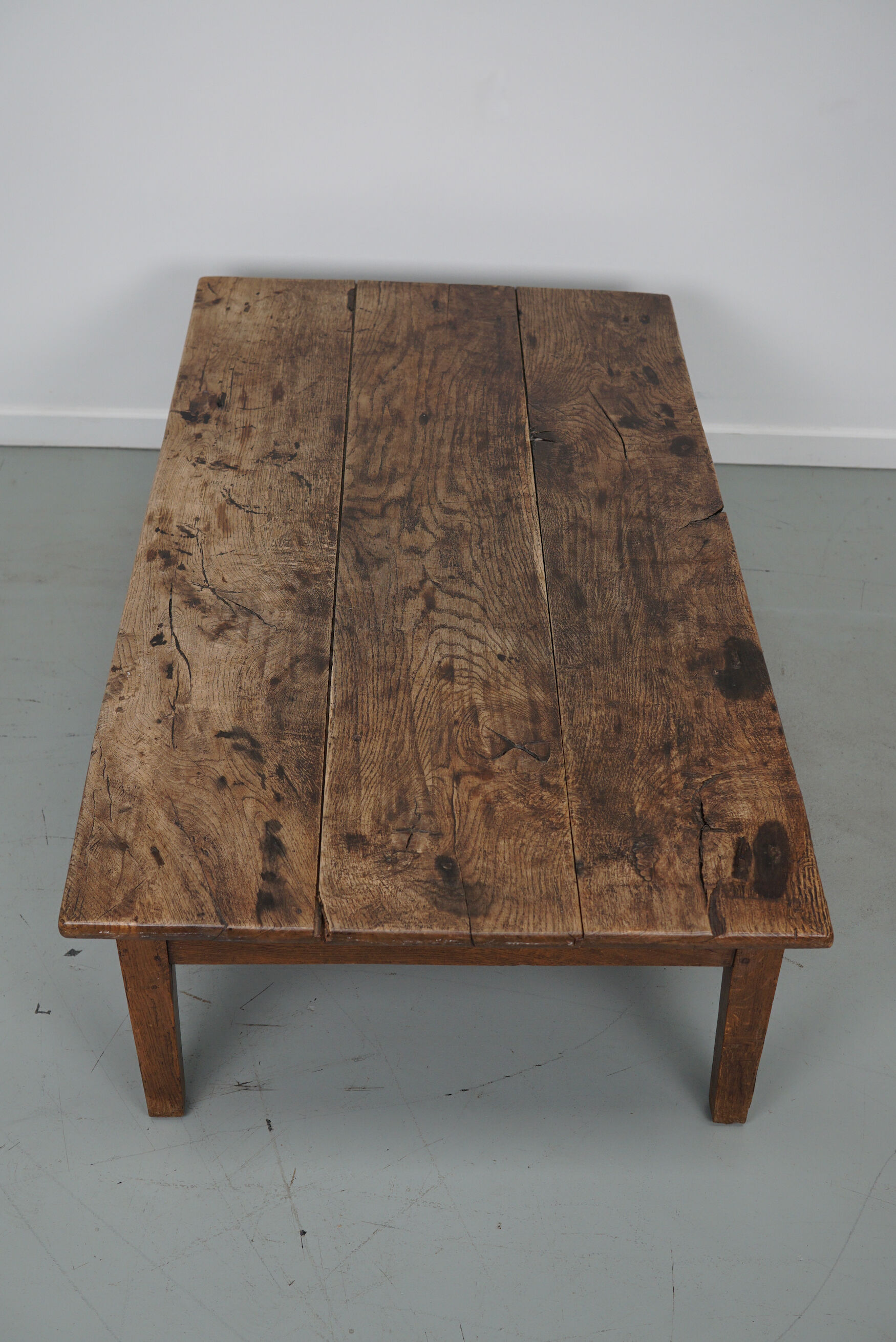 French 19th century farmhouse rustic natural chestnut coffee table