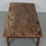 French 19th century farmhouse rustic natural chestnut coffee table