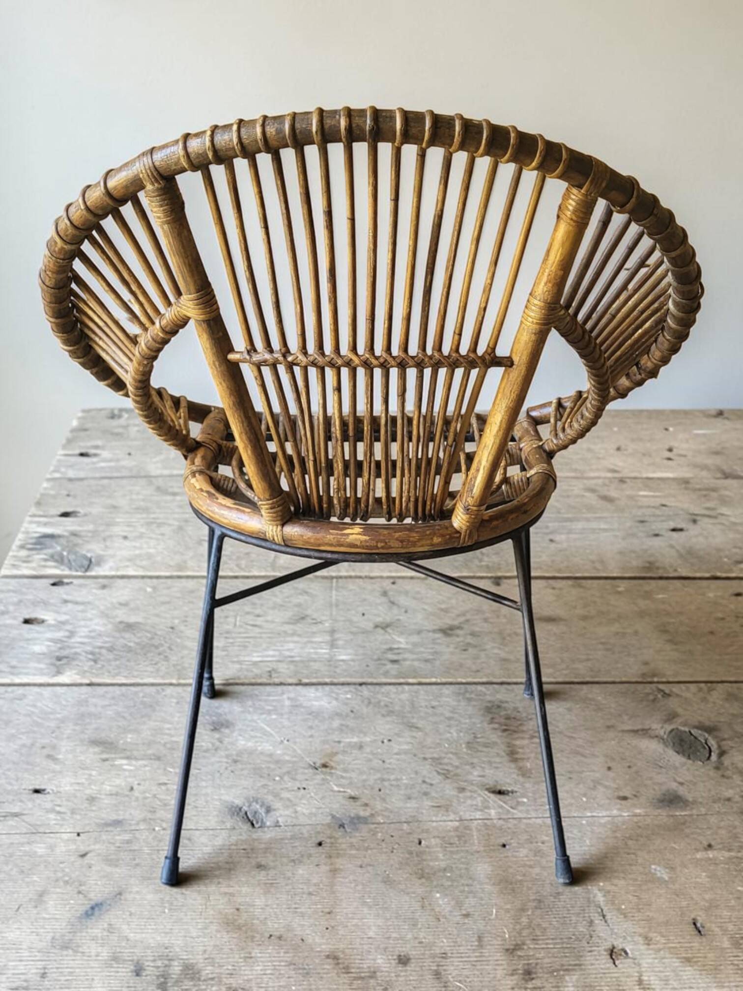 Paire de fauteuils en rotin, années 60