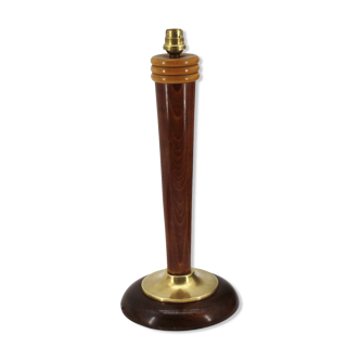old lamp foot in wood and brass