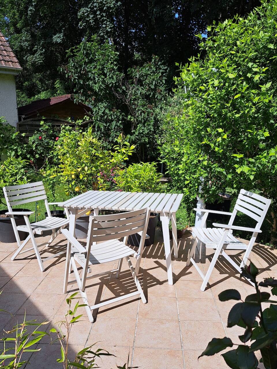 Vintage white wooden garden furniture