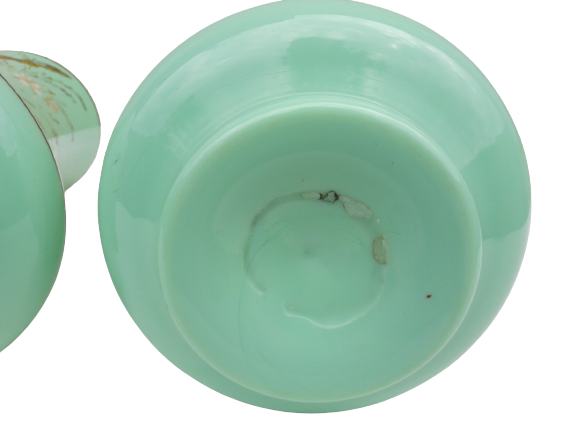 Pair of green opaline vases