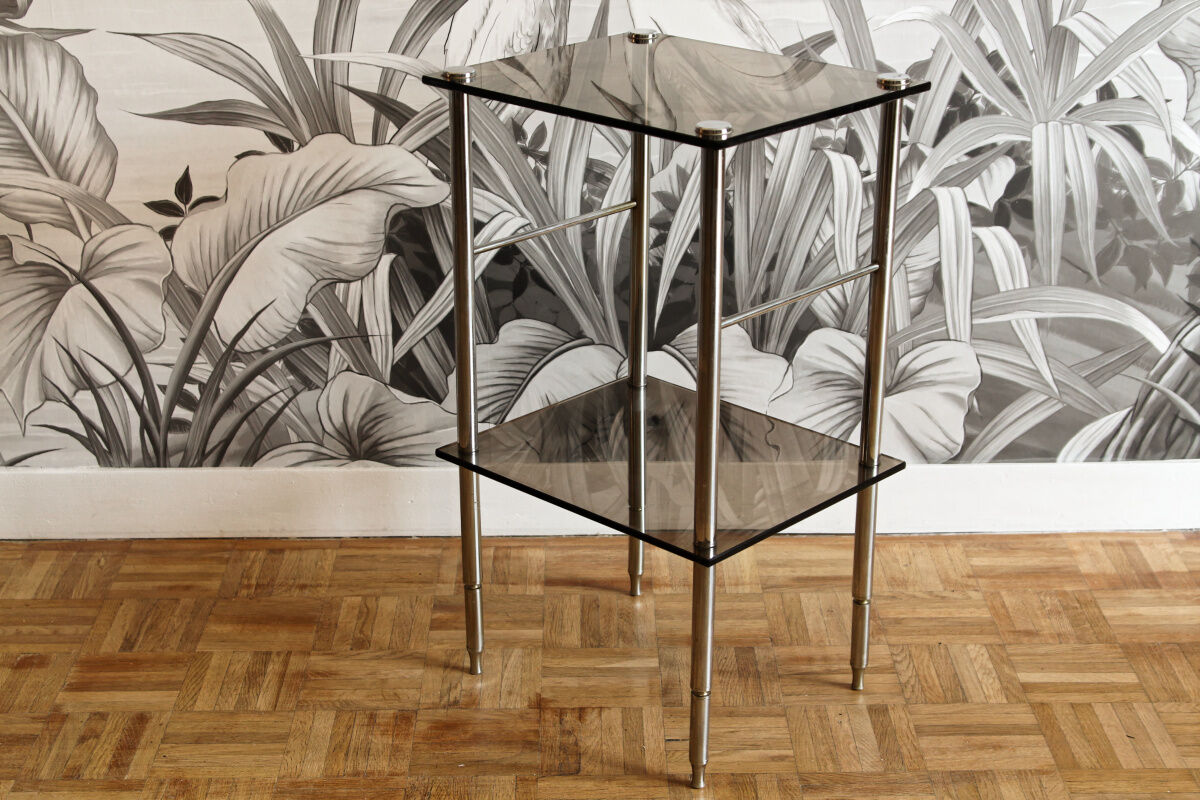 Vintage chromed metal sofa end