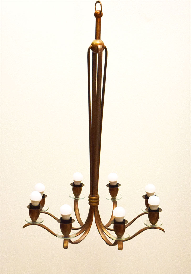 Lustre en laiton du milieu du siècle production italienne, années 1950