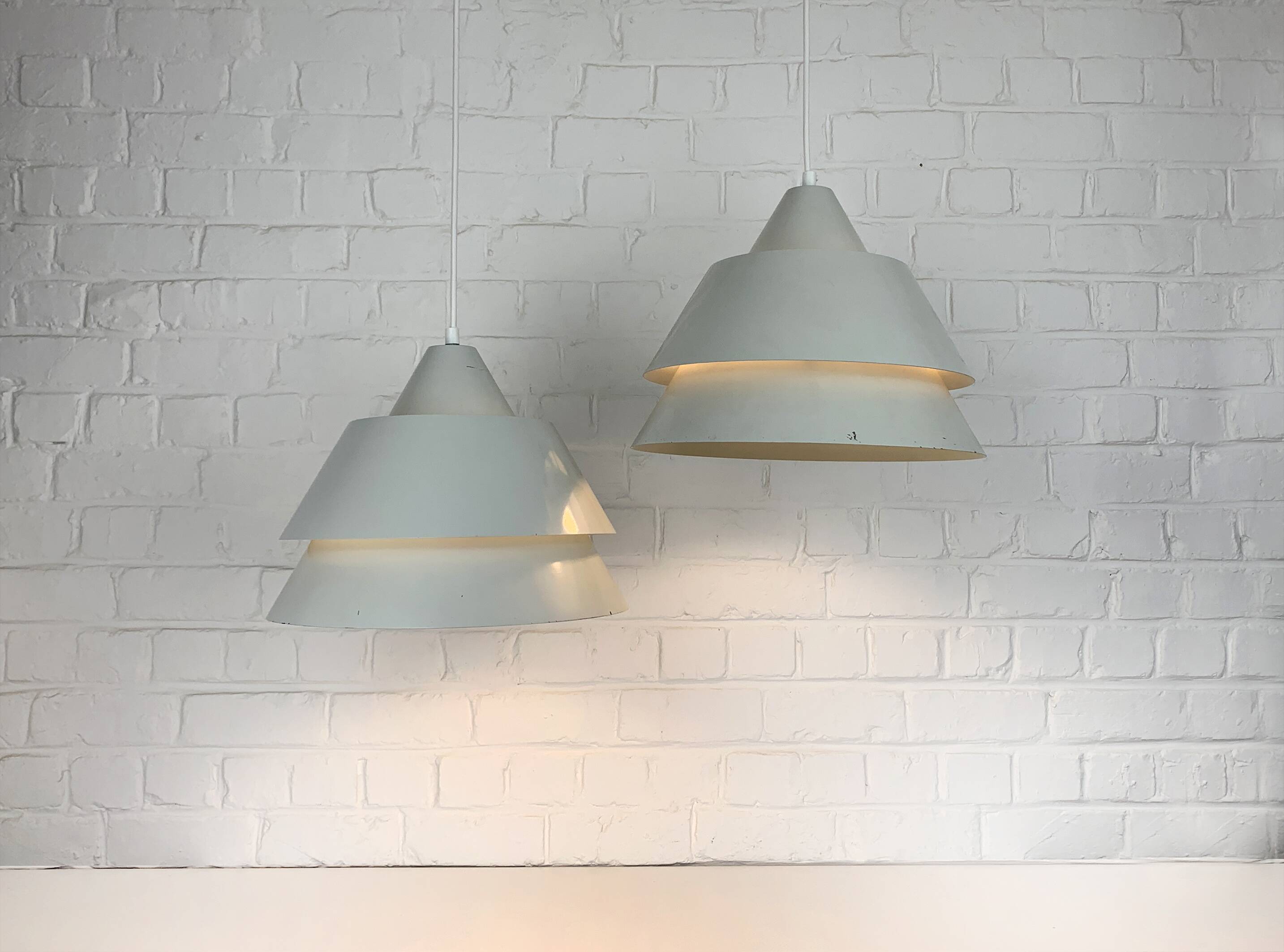 Pair of Zone Pendant Lights in gray, Jo Hammerborg for Fog & Mørup, 1960s