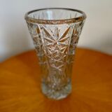 Vintage chiseled glass vase 1960 1970