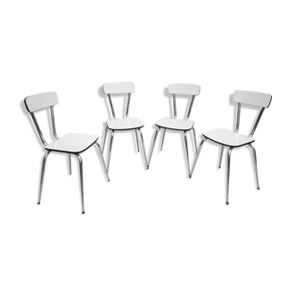 Series of 4 vintage Formica white chairs