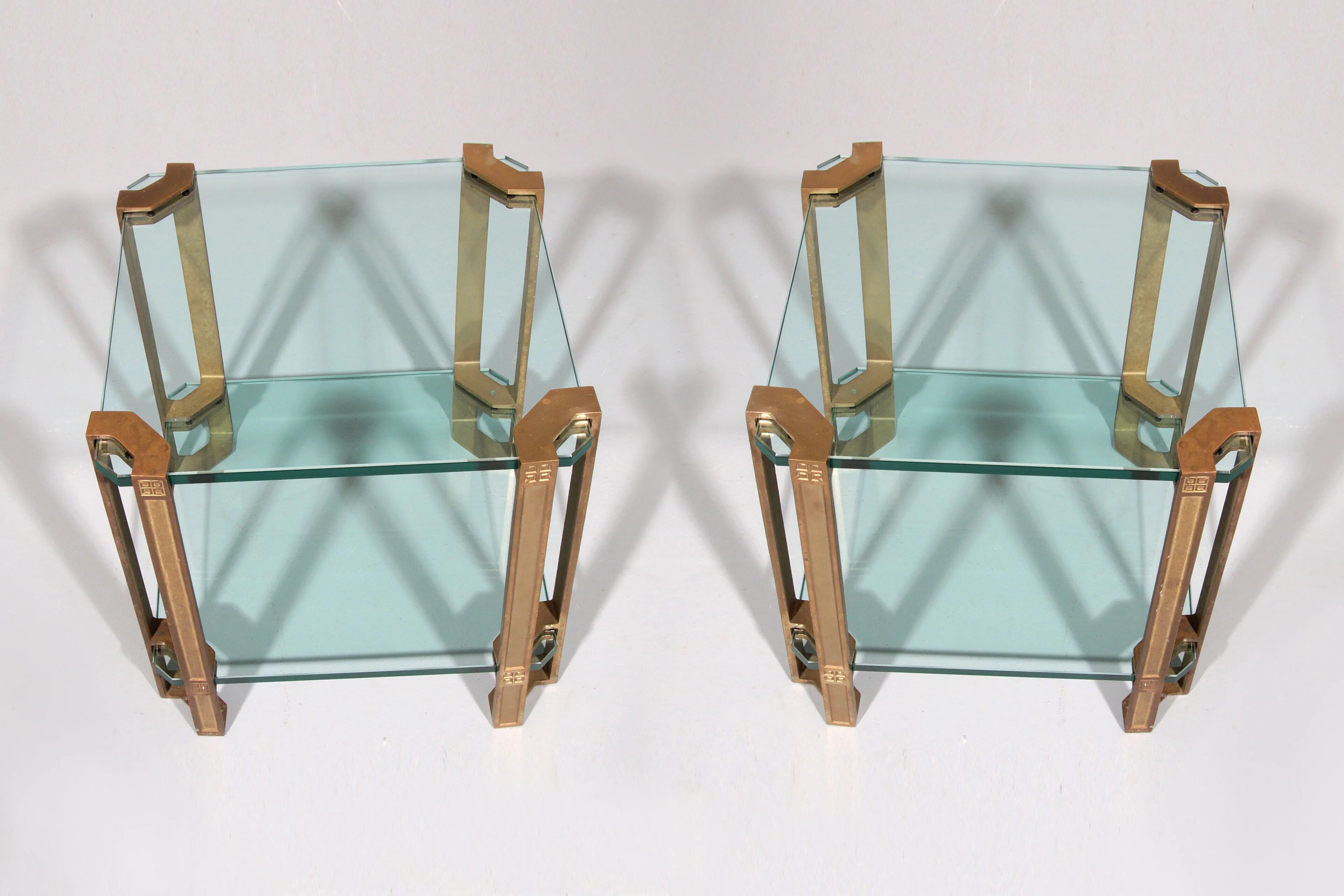 Peter Ghyczy side or coffee tables T24 double glass 70s design 45x45x45