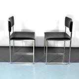 Romeo Rega, set of four chrome and leather dining chairs from 60s