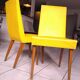Pair of yellow chairs skaï yellow 60s