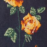 Golden frame with ancient canvas of yellow roses