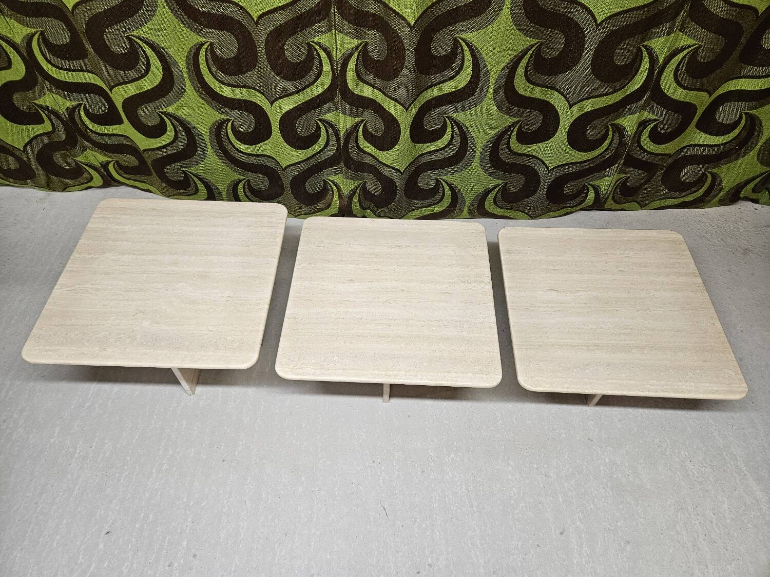 Set of 3 travertine nesting tables